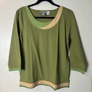 Take Two - Women’s‎ Vintage 100% Cotton Long Sleeve T-Shirt Green 90s - Sz. L